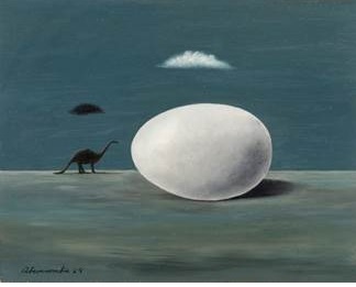 Gertrude Abercrombie The Dinosaur, 1964 oil on panel Price Realized: $387,500
